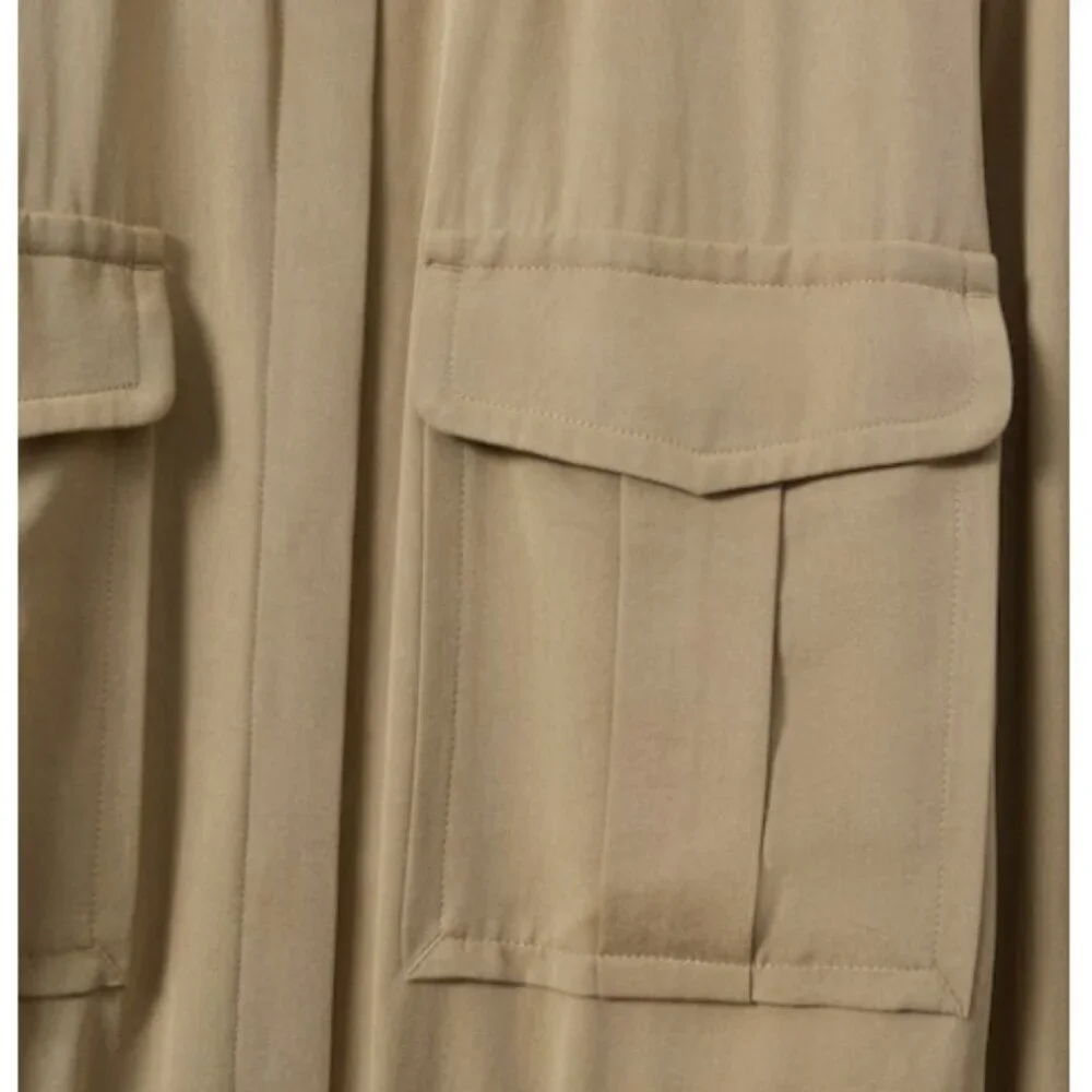 REISS Liliana Lyocell Wide Leg Jumpsuit in Khaki US 2 NWT - Picture 6 of 6